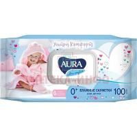 Салфетки детские AURA Ultra Comfort влажн. алоэ и вит. E №100 с крыш. Коттон клаб/Россия