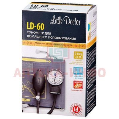 Тонометр LD-60 механич., встр.стетоскоп, увелич.манжета 33-46см, фиксир.метал.кольцо Little Doctor/Сингапур