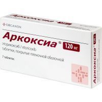 Аркоксиа таб. п/пл. об. 120мг №7 Rovi Pharma Industrial Services/Испания/Organon Heist BV/Бельгия