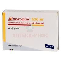 Глюкофаж таб. п/пл. об. 500мг №60 Нанолек
