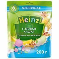 Каша ХАЙНЦ молоко 5 злаков с бананом, яблоком 200г Хайнц/Россия