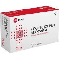 Клопидогрел Велфарм таб. п/пл. об. 75мг №84 (14х6) Велфарм-М