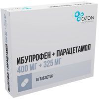 Ибупрофен + парацетамол таб. п/пл. об. 400мг+325мг №10 Озон/Россия