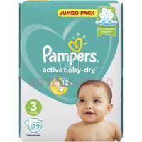 Подгузники PAMPERS Active baby dry (6-10кг) №82 Проктер энд Гэмбл/Россия