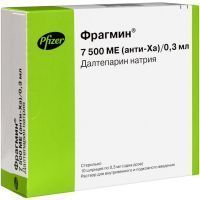Фрагмин шприц(р-р д/в/в и подкожн. введ.) 7500МЕ/0,3мл №10 Pfizer MFG. Belgium N.V./Бельгия