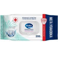 Салфетки AURA Family влажн. антибакт. д/всей семьи №200 (крыш.) Коттон клаб