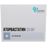 Аторвастатин таб. п/пл. об. 20мг №60 Озон/Россия