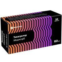 Тикагрелор Медисорб таб. п/пл. об. 60мг №56 Медисорб/Россия