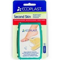 Лейкопластырь ECOPLAST SECOND SKIN противомозол. гидрокол. 44х69мм №5 ЛСЭЗ НордеПласт/Латвия