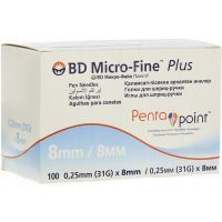 Игла Micro-Fine + с заточкой Pentapoint 31G 0,25х8мм №100 Becton Dickinson/Ирландия