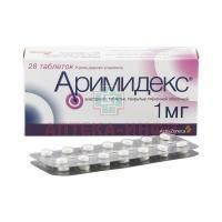 Аримидекс таб. п/пл. об. 1мг №28 AstraZeneca Pharmaceutical LP/США/AstraZeneca/Великобритания
