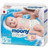 Подгузники MOONY S (4-8кг) №24 Unicharm/Япония