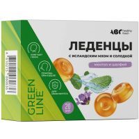 Фитоледенцы АВС ХЭЛСИ ФУД смесь масел с экстр. цетрарии исландской и солодки 3250мг №20 (со вкусом шалфея и ментола) Профит-Фарм/Россия