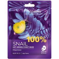 Маска косметическая Corimo тканевая д/лица Сокращение морщин 100% SNAIL 22г Main Co.Ltd./Корея
