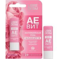 Аевит "Либридерм" (Librederm) бальзам д/губ Колумбийская роза (увлажняет, смягчает, защищает) Биофармлаб/Россия