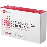 Тикагрелор Велфарм таб. п/пл. об. 60мг №56 Велфарм-М/Россия