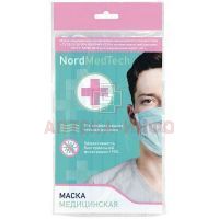 Маска медицинская МОМ-1 трехслойная на резинке №1 (голуб.) Нордпласт