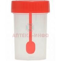 Контейнер д/сбора биоматериалов 60мл стер. с крышкой и ложка-шпатель (инд.уп.) Литопласт-Мед/Беларусь
