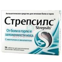 Стрепсилс с ментолом и эвкалиптом таб. д/рассас. №36 Reckitt Benckiser/Великобритания