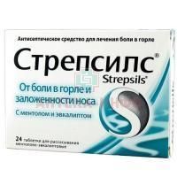 Стрепсилс с ментолом и эвкалиптом таб. д/рассас. №24 Reckitt Benckiser/Великобритания