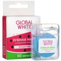 Зубная нить GLOBAL WHITE вощеная со вкусом Арбуза 50м Hebei Fenghe Biotechnology/Китай