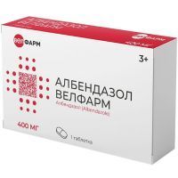 Албендазол Велфарм таб. п/пл. об. 400мг №1 Велфарм-М/Россия