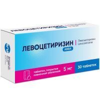 Левоцетиризин АВВА таб. п/пл. об. 5мг №30 АВВА РУС/Россия