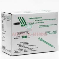 Шприц инсулиновый MEDWAY с иглой 1мл (3-х комп.) U-100 №100 MedAim/США