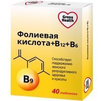 Фолиевая кислота +В12+В6 GROSS HEALTH таб. п/об. №40 (эркафарм) Фарминтегро/Россия