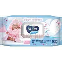Салфетки детские AURA Ultra Comfort влажн. алоэ и вит. E №100 Коттон клаб