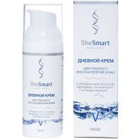 Крем SHESMART дневной д/клуб. восстан. кожи с Гиалуроновой кислотой, пептидами, ниацинамидом, вит. Е 50мл Смарт Бьюти