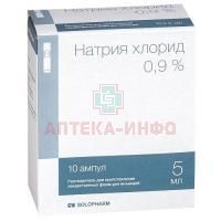 Натрия хлорид амп.(р-р-ль д/приг. лек. форм д/ин.) 0,9% 5мл №10 Гротекс/Россия