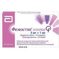 Фемостон конти таб. п/пл. об. 5мг+1мг №84 Abbott Biologicals B.V./Нидерланды