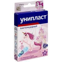 Лейкопластырь бактерицидный УНИПЛАСТ "Единороги" набор (1,6х5,7см №8  1,9х7,2см №12) №20 (плен.) Верофарм ОАО