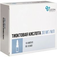 Тиоктовая кислота амп.(конц. д/приг. р-ра д/инф.) 30мг/мл 10мл №10 Озон/Россия