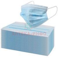 Маска медицинская трехслойная на резинках Стандарт №50 (голубая) Ньюфарм (г. Кинешма)