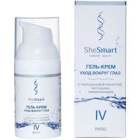 Гель-крем SHESMART уход вокруг глаз с Гиалуроновой кислотой, пептидами, ниацинамидом 30мл Смарт Бьюти/Россия