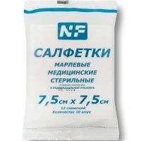 Салфетки EVRO стер. 7,5см х 7,5см №10 (12 сложений) в инд. упак. Ньюфарм (г. Кинешма)