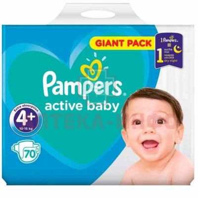 Подгузники PAMPERS Active baby Dry maxi plus (10-15кг) №70 Проктер энд Гэмбл/Россия