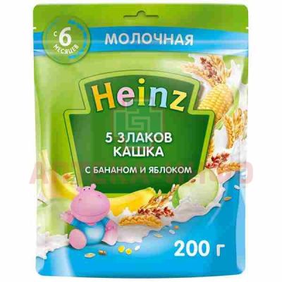 Каша ХАЙНЦ молоко 5 злаков с бананом, яблоком 200г Хайнц/Россия