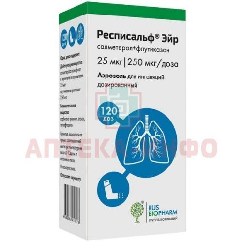Респисальф Эйр баллон (аэр. д/ингал. дозир.) 25мкг+250мкг/доза 120доз №1 ПСК Фарма/Россия