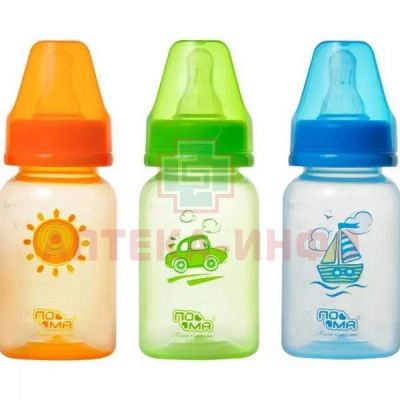Бутылочка детская ПОМА маленькая цветная 140мл (арт. 3010) Taizhou Happy&Merry Business/Китай