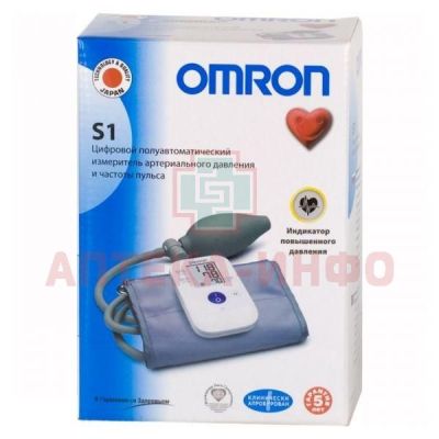 Тонометр OMRON S1 (п/автомат память на 14 измер. индикатор повыш. давл.) Omron/Япония