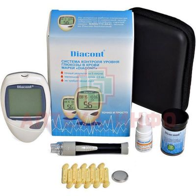 Ригла DIACONT система контроля уровня глюкозы в крови с принадлежностями глюкомет и тест-полоски №10 OK Biotech/Тайвань
