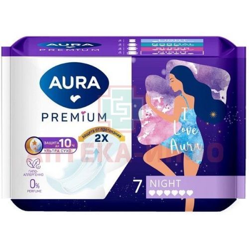 Прокладки гигиенические AURA Premium Night №7 FUJIAN HUIAN HECHENG HOUSEHOL/Китай