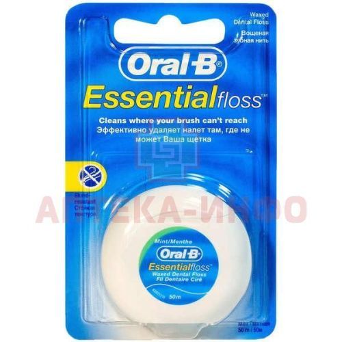 Зубная нить ORAL-B Essential Floss 50м вощеная мятная Oral-B Lab/Ирландия