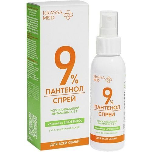 Спрей KRASSA MED п/загара д/всей семьи Пантенол 9% вит. А, Е, F 100мл КРАССА-Косметикс/Россия