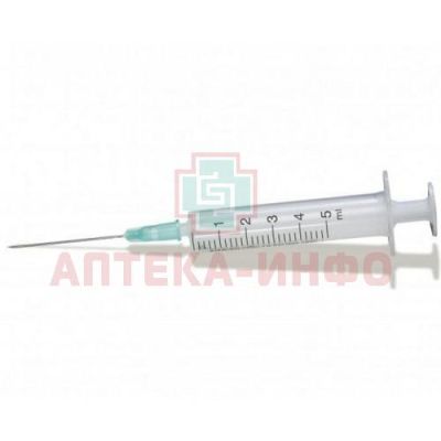 Шприц одноразовый с иглой 5мл (2-х комп.) 22G (игла 0,7х40) №1 SFM Hospital Products/Германия