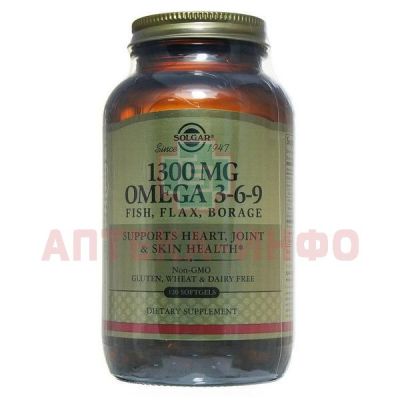 Солгар ЭЖК комплекс жирных кислот омега 3-6-9 капс. 1300мг №120 Solgar Vitamin and Herb/США