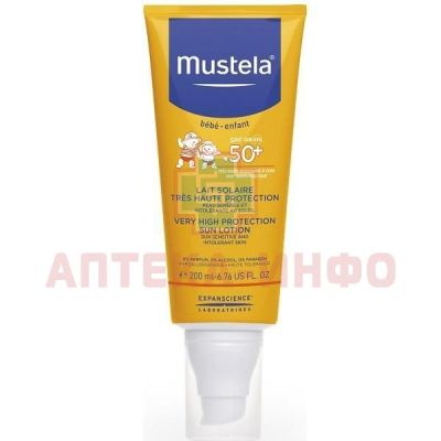 MUSTELA Bebe молочко солнцезащитное SPF-50 200мл Laboratoires Expanscience/Франция